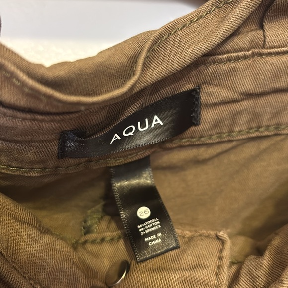 Aqua High-Waisted Olive Paperbag Shorts - Size 26 - Picture 4 of 5